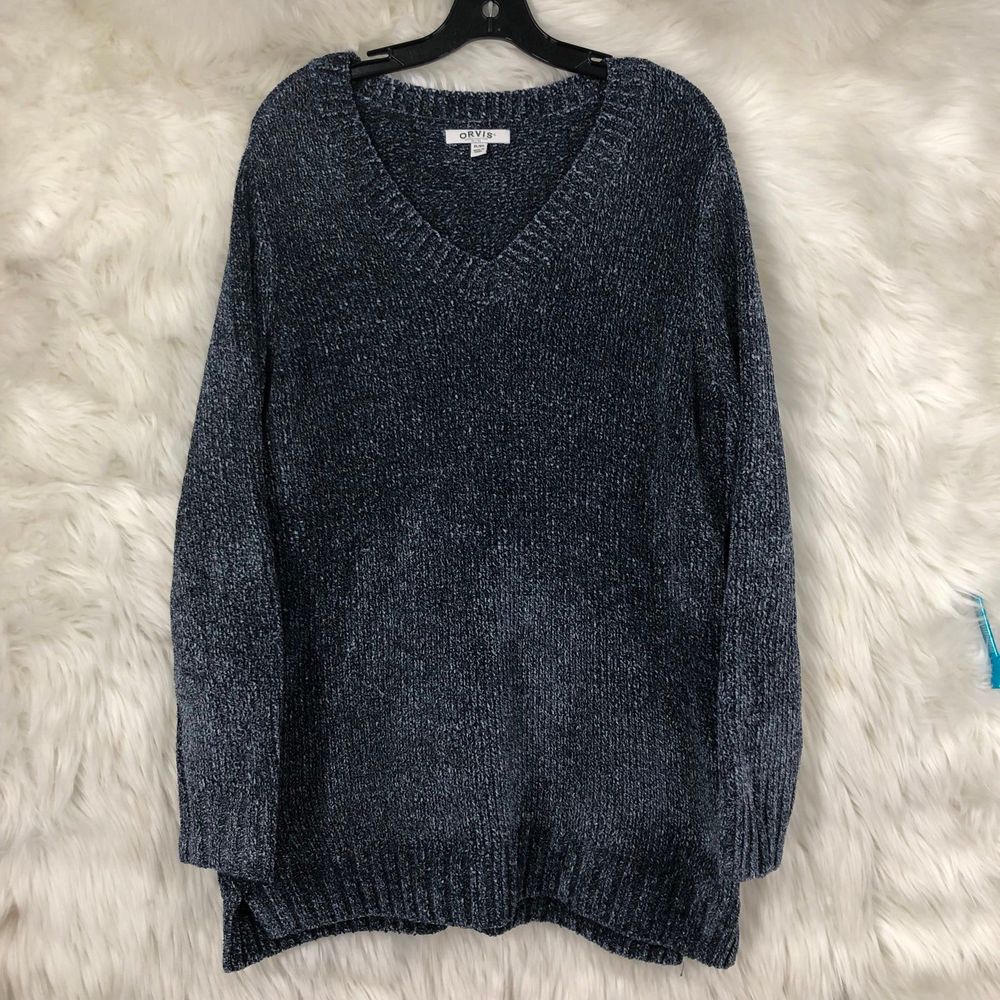 Orvis Super Soft & Cozy 2 Toned Blue/Grey Pullover Sweater, Loungewear SZ XL